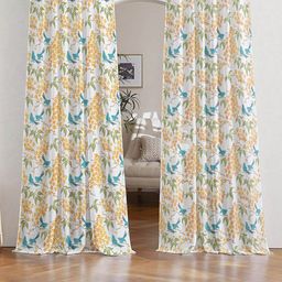 Tranquebar Home White & Blue 2 Pieces Floral Printed Sheer Door Curtain-image-54