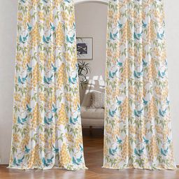 Tranquebar Home White & Blue 2 Pieces Floral Printed Sheer Door Curtain-image-55