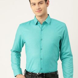 SOJANYA Men Turquoise Blue Classic Fit Solid Formal Shirt-image-75