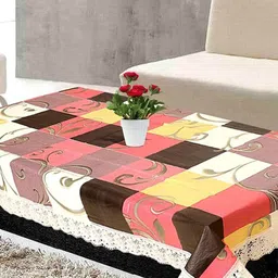 CASA-NEST Cream-Coloured Geometric Printed 4-Seater Table Cover-47