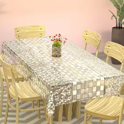 Kuber Industries Beige Printed 6-Seater Rectangular Table Cover-52