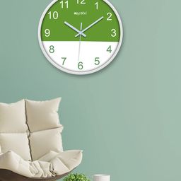 OLIVE TREE White & Green Analogue Contemporary Round Wall Clock-16
