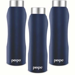 Pexpo Navy & Silver toned 3 Pcs Stainless Steel Leak Proof Water Bottle 1 Ltr-image-41