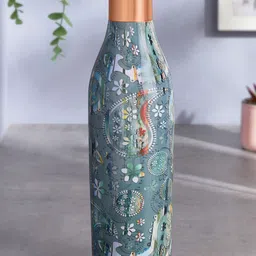 BOROSIL Vera Blue & Copper-Toned Printed Pure Copper Water Bottle 1.1L-image-66