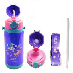 YK Purple Unicorn Printed Stainless Steel Insulated Water Bottle -450ml-picture-2