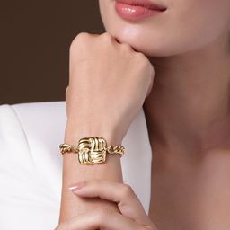 Rubans 18K Gold Plated Stainless Steel Tarnish-Free Waterproof Chunky Chain Bracelet-54