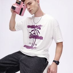 Kook N Keech Men Printed Drop-Shoulder Sleeves Oversized Pure Cotton T-shirt-image-82