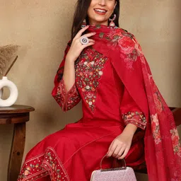 KALINI Women Embroidered Panelled Thread Work Kurta with Trousers & With Dupatta-picture-26