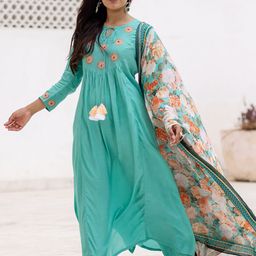 Ambraee Women Patchwork Kurta with Trousers With Dupatta-image-33