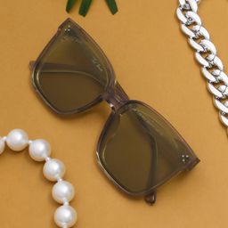 Ted Smith Unisex Green Lens & White Square Sunglasses with Polarised and UV Protected Lens-14
