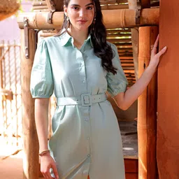 Freehand by The Indian Garage Co Three-Quarter Sleeves Cotton Shirt Dress-image-57