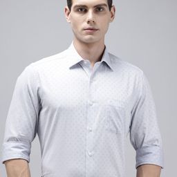 Arrow Manhattan Slim Fit Self Design Textured Pure Cotton Formal Shirt-image-84