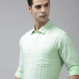 Park Avenue Men Slim Fit Tartan Checks Opaque Pure Cotton Formal Shirt-image-61