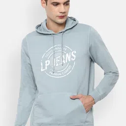 Louis Philippe Jeans Men Blue Graphic Printed Pure Cotton Hooded Sweatshirt-picture-51