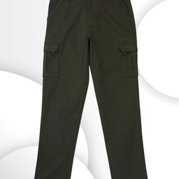 Gini and Jony Boys Olive Green Solid Denim Regular Fit Cargos-image-36