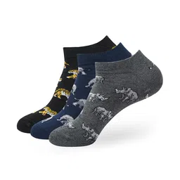 Balenzia Men Pack Of 3 Animal Printed Cotton Ankle-Length Socks-48