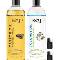 Rey Naturals Set of 2 Cold-Pressed 100% Pure Castor Oil & Coconut Oil - 200 ml each-9