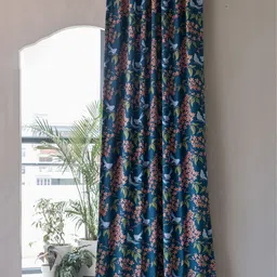 Tranquebar Home Yellow & Pink 2 Pieces Floral Black Out Window Curtain-image-31