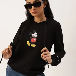 Kook N Keech Disney Teens Girls Black Mickey Mouse Print Hooded Sweatshirt-picture-6