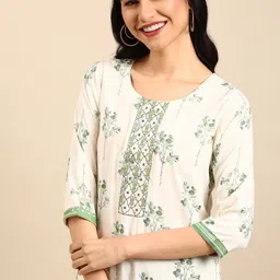 SHOWOFF Women Floral Printed Kurta with Trousers-image-5