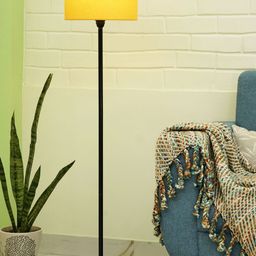 Crosscut Minimalist Yellow & Black Metal Cylinder Shaped Floor Lamp With-12