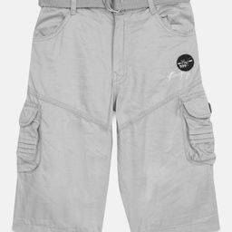 ADBUCKS Boys Grey Relaxed Easy Wash Chambray 3/4th Cargos Trousers-image-9