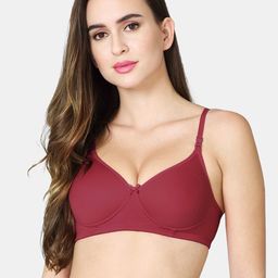 VStar Women Maroon Seamless Medium Support Double Layered Moulded Cups T Shirt Bra-image-37