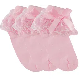 N2S NEXT2SKIN Infant Girls Pack Of 3 Pink Super Combed Cotton Above Ankle-Length Socks-picture-25