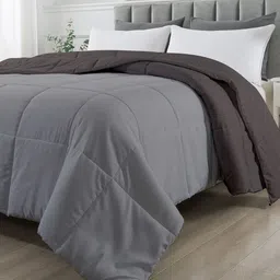 RAZZAI Unisex Grey Solid 210 GSM Single Bed Reversible Comforter-image-47