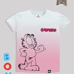 YK X Minute Mirth Boys Ombre Effect Garfield Printed Pure Cotton T-shirt-14