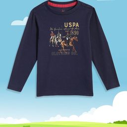 U S Polo Assn Kids Boys Navy Blue Brand Logo Printed Pure Cotton T-shirt-17