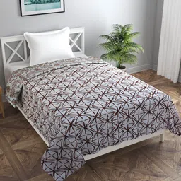Trance home Linen Ivy Brown 210 GSM Pure Cotton Reversible Single Bed Size Dohar-image-92