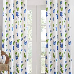 HOMEMONDE White & Blue 2 Pieces Butterfly Printed Sheer Cotton Long Door Curtains-picture-28