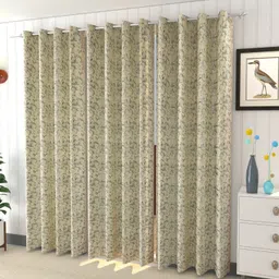 Galaxy Home Decor Cream 3 Pieces Abstract Printed Velvet Room Darkening Window Curtains-image-65