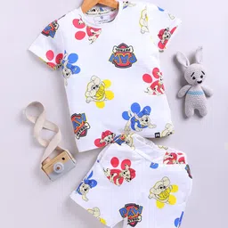 YK X Minute Mirth Boys Pure Cotton Paw Petrol Printed T-shirt with Shorts-image-14