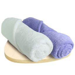 Heelium Set Of 2 Blue & White Solid 600 GSM Super Soft Bamboo Quick-Absorbent Bath Towels-59