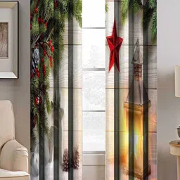 BELLA TRUE White & Red Set of 2 Quirky Room Darkening Long Door Curtain-image-96