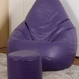 THREADVIBE LIVING Purple 2 Pieces Tear Drop Bean Bag With Footrest Filled-image-56