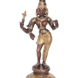 Exotic India Brown & Gold-Toned Ardhanarishvara Religious Idol Showpiece-image-93
