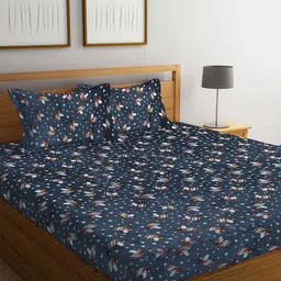 KLOTTHE Grey 300 TC Woolen Double King Bedsheet With 2 Pillow Covers-image-11