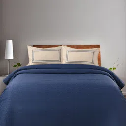 Saral Home Blue Geometric 160 TC Queen Bedsheet with 2 Pillow Covers-58