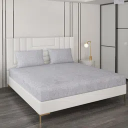 Monte Carlo Grey Geometric 180 TC King Bedsheet with 2 Pillow Covers-96