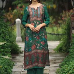 Anayna Floral Printed Notch Neck Straight Kurta With Palazzos-30
