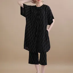 BLACK & BLAH BLAH Geometric Printed A-Line Kurta with Palazzos-picture-3