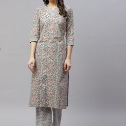 MIRAVAN Women Blue Ethnic Motifs Printed Gotta Patti Pure Cotton Kurta with Palazzos-38