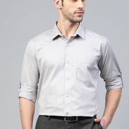 DENNISON Men Grey Smart Slim Fit Water & Stain Repellent Solid Formal Shirt-image-89