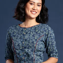 Taavi Hand Block Printed Cotton Non Paded Saree Blouse-image-75