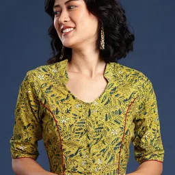 Taavi Hand Block Printed Cotton Non Paded Saree Blouse-image-48