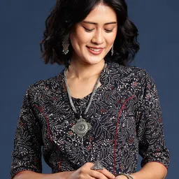 Taavi Hand Block Printed Cotton Non Paded Saree Blouse-image-70