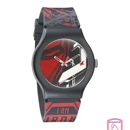 Fastrack Unisex Black & Red Dial & Straps Iron Man Print Analogue Watch 9915PP88-5